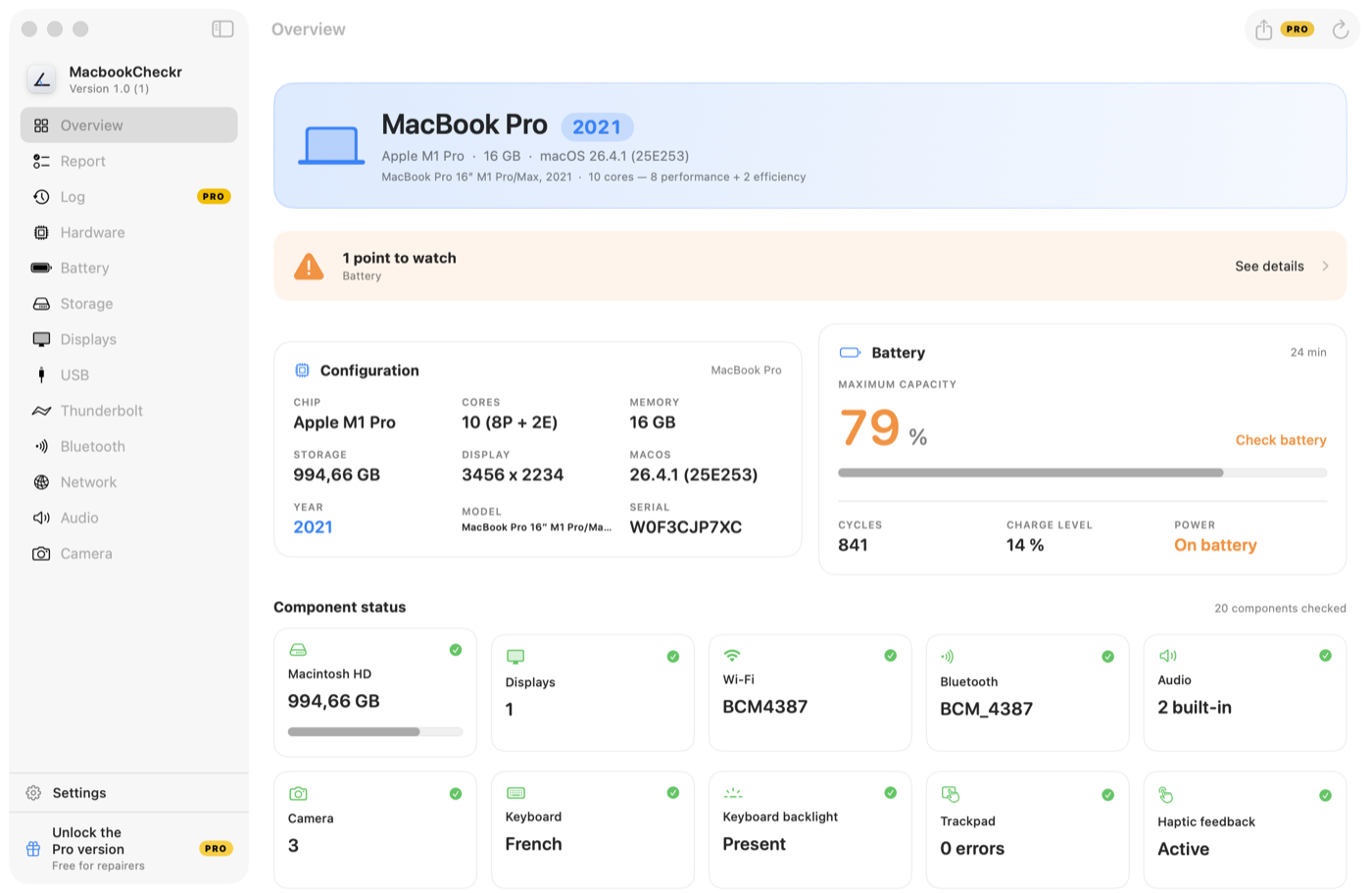 MacbookCheckr overview